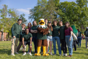 UMW mascot Sammy D. Eagle joined the festivities, helping to drum up school spirit during Devil-Goat Day. Photo by Parker Michels-Boyce.