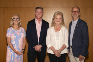 From left: AABOD Past President Jennifer Blair '82, Alumni Awards Vice President Sean Lynch '95, former BOV Rector Dori Eglevsky and President Troy Paino. Photo by Karen Pearlman.