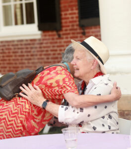 Iris Harrell '69, who traveled more than 3,000 miles from California, was eager to reconnect with her alma mater and the friends she made here. Photo by Karen Pearlman.