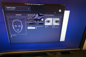 The new Tobii Pro Fusion Eye Tracker in UMW's Eye Tracking Lab in Mercer Hall, home to the Department of Psychological Science, uses infrared light to measure eye movements and has the ability to take 250 pictures per second. Photo by Suzanne Carr Rossi.