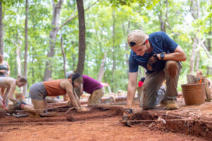 Archaeology intern Adam Shinberg at Monticello in Charlottesville, VA. June 2024