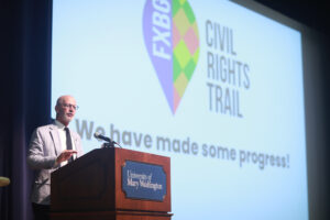 UMW President Troy Paino said he hopes the Fredericksburg Civil Rights Trail markers - including those at Mary Washington - will help inspire this generation to make a difference. Photo by Karen Pearlman.