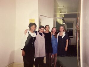 Jenn Reyes '99 (center) poses with fellow Willard Hall residents. Reyes studied psychology and Italian at Mary Washington, where her favorite professors included a trio of psychology professors - the late Topher Bill, as well as Christine McBride and David Kolar.