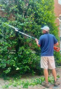 UMW is transitioning to landscape equipment based on cleaner technologies, exchanging noisy, gas-powered mowers and blowers with quieter, Earth-friendly models, which were tested out during a field-day event this spring. Photo by Holly Chichester-Morby.