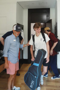UMW President Troy Paino was in Mateo Pinover's Virginia Hall room when he arrived from Herndon, Virginia, which was 'surprising' and 'cool,' Mateo said. Photo by Karen Pearlman.