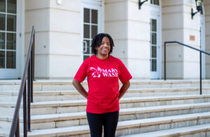 Senior Martina Nicholson has made the most of her Mary Washington years, serving in the Student Government Association and a host of other clubs and organizations focused on helping others. Last spring, she earned a Fund for Mary Washington Impact Grant to help alleviate the issue of 'period poverty' on UMW's campus. Photo by Sam Cahill.