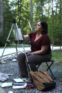 Kathleen Trenchard came to the University of Mary Washington as a nontraditional student and is currently pursuing a Bachelor of Liberal Studies degree in studio art. She was the only current UMW student selected to have work in the Mid-Atlantic New Painting Biennial exhibit, which was on display in the UMW Galleries throughout much of the fall semester. Photo courtesy of Kathleen Trenchard.