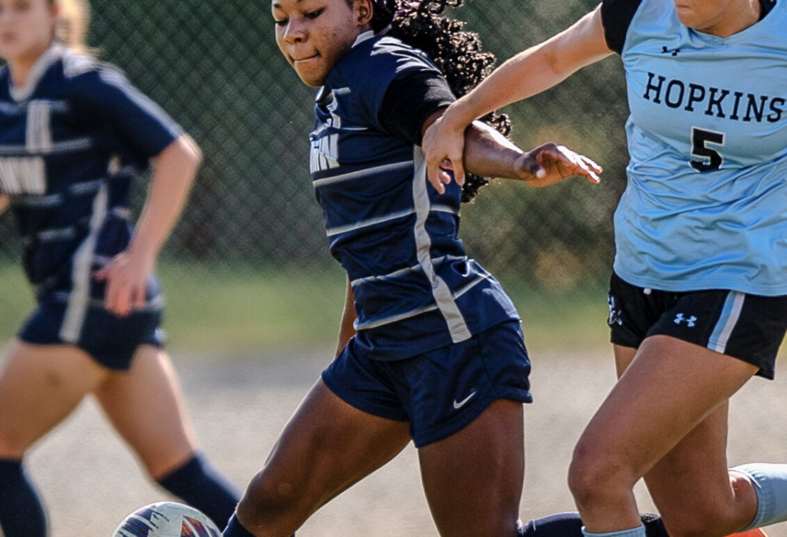 Women playing soccer
