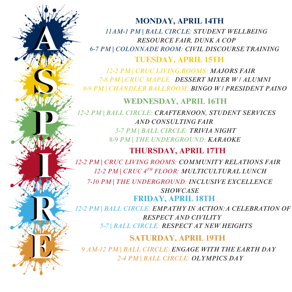 ASPIRE Week, which starts this year on Monday, April 14, recognizes UMW core values.