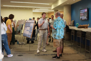 UMW students presented results of creative projects and research in the Hurley Convergence Center last week. Photo by Karen Pearlman.