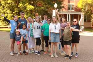 Alumni of all ages, including Executive Director of University Communications Amy Jessee '06 (left), enjoy the early morning fun run, which will be held on Saturday, June 1. Photo by Karen Pearlman.