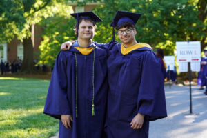 Business administration majors Cody Faust (left), whose family hails from Ukraine, and Ian O'Hare of Stafford formed a lasting friendship during their time at UMW. Photo by Suzanne Carr Rossi.