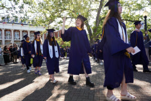 The weather showed up for hundreds of University of Mary Washington students who graduated under sunny skies on Saturday, May 10, 2025. Photo by Suzanne Carr Rossi.