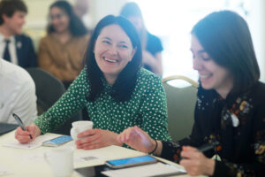 Alumni Board President-Elect Charmayne Staloff ’05 (left) and Alumni Board member Katherine Redmiles ’15 during the Fund for Mary Washington Impact Grant presentations. Photo by Karen Pearlman.
