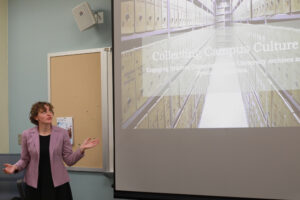 Senior historic preservation major Erica Berger focused her final project on incorporating more student-life materials into UMW’s archives. Photo by Karen Pearlman.