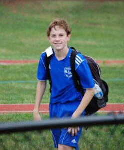 Thompson as a young soccer player. He was recruited to Mary Washington by UMW Men's Soccer Coach Jason Kilby, who saw him play at a high school scrimmage.