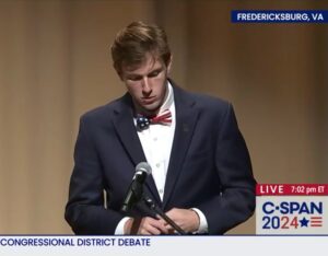 As part of his role as SGA president, Thompson was tapped to welcome the Fredericksburg community at a UMW-hosted debate for Virginia's Seventh Congressional District in October 2024. The event was aired live by C-SPAN.