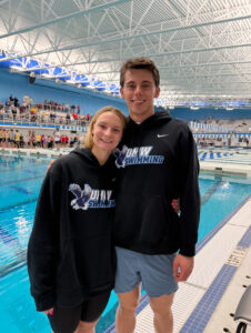 Eagles teammate and girlfriend Bridget Wilson with Diederich at the 2025 NJAC Championships.