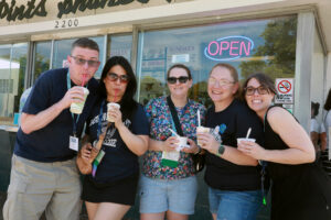 Kathy Vi ’04 (second from left) and her classmates cool off with ice cream at Carl’s, a time-honored tradition during the University of Mary Washington’s Reunion Weekend, which will be held May 30-June 1, 2025. Photo by Karen Pearlman.