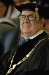 As UMW’s president from 1983 to 2006, William M. Anderson Jr. was the longest serving president of any four-year public college in the Commonwealth at the time of his retirement. Anderson, who passed away XXX, is seen here officiating Mary Washington's 2006 Commencement ceremony.