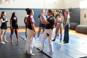 Jiu-jitsu, led by Visiting Instructor of Chemistry Suzanne Nguyen, who holds a black belt in the martial art, was one of several extracurricular activities available to students who participated in UMW's Summer Enrichment Program. Photo by K Pearlman Photography.