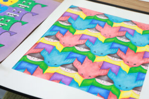 High schoolers experimented with tessellations and fractals to create works similar to those by artist MC Escher, in the Art of Mathematics course, offered through the Summer Enrichment Program. Photo by K Pearlman Photography.