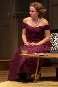 Emmy Beach '26 plays Margot Wendice, whose husband, Tony, hires someone to murder her in 'Dial M for Murder.' Photo by Geoff Greene.