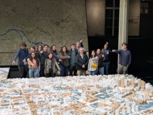 The Innovation, Tech, and Business study-abroad group poses with Professor Kimberley Kinsley on a trip to Germany in May 2024.