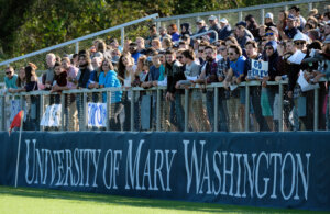 Fans fill the stands to cheer on UMW’s teams throughout a full slate of Homecoming games at the Battleground Athletic Complex. Photo by Norm Shafer.