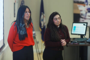 Photo of the two UMW student winners of the Fall 2025 College of Business Case Competition.