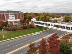 Photo of UMW bridge on campus used to announce news that the State Council of Higher Education for Virginia (SCHEV) approved UMW's Master of Science in Nursing (MSN) degree with enrollment beginning in 2026-27.