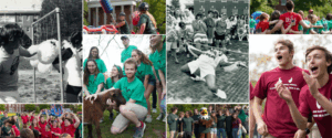 A collection of various images of students participating in fun and games during Devil-Goat Day at Mary Washington throughout the decades.