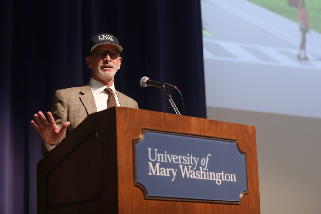 A photo of a man at a podium