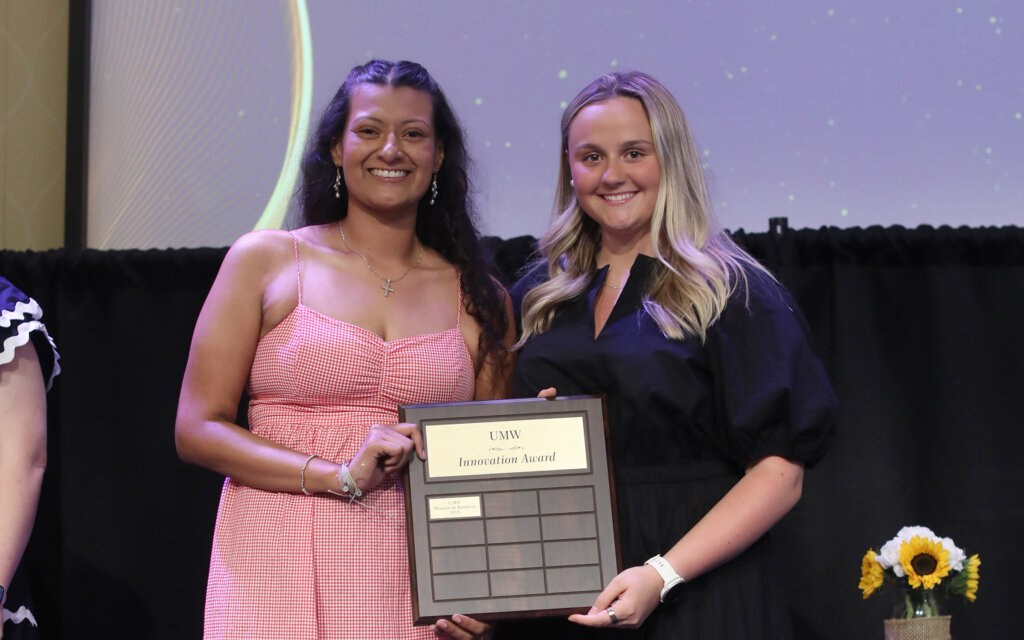 someone accepting an award onstage