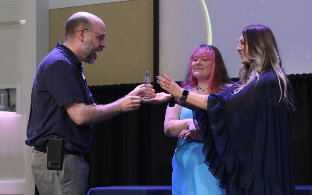 Someone accepting an award onstage