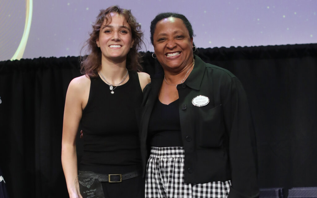 someone accepting an award onstage