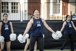 Photo of students on the Pep Dance team performing on Ball Circle
