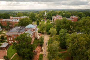 Aerial photo of the campus of the University of Mary Washington