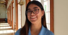 Photo of Ashley Lam in a blue polo inside Lee hall at UMW