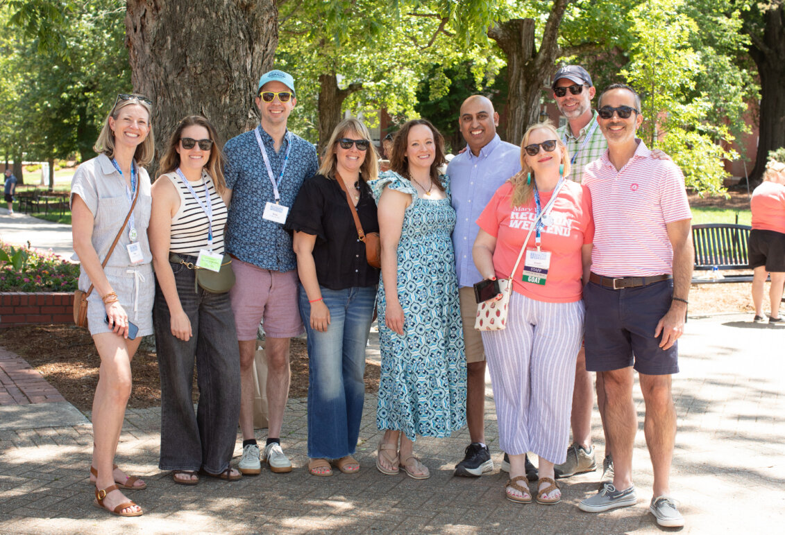 A group of 2000s alumni on Campus Walk during Reunion Weekend 2026.