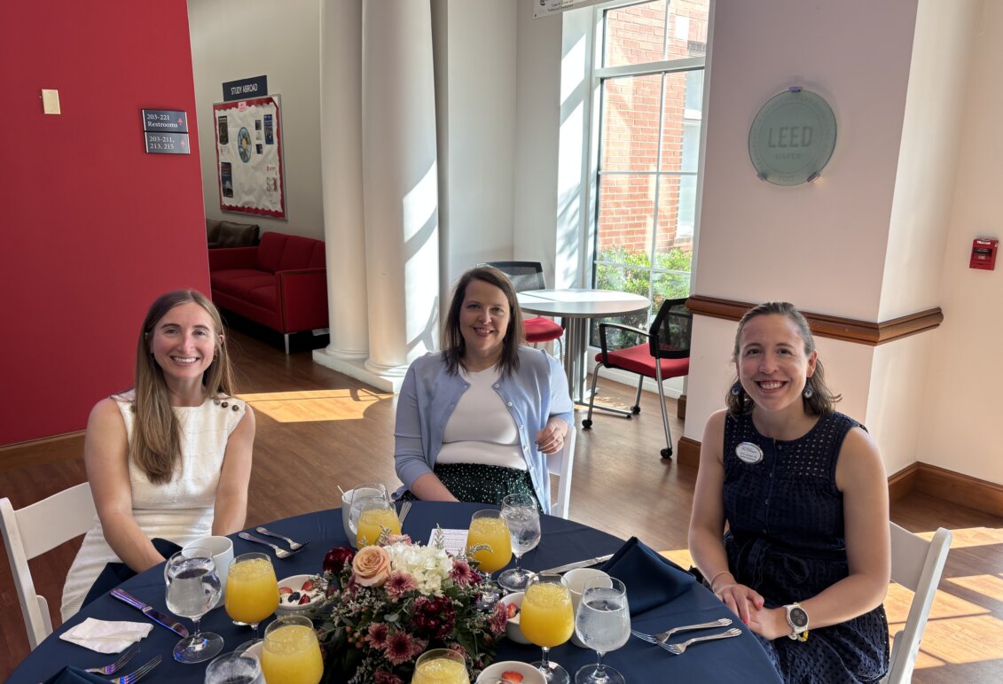 Brittany McBride, Jenn Cole and Amy Jessee seated at a table during the COB Alumni Awards event