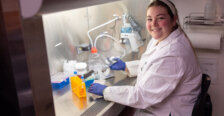 Senior Brooke Martin performs research in a laboratory at UMW in Jepson Science Center