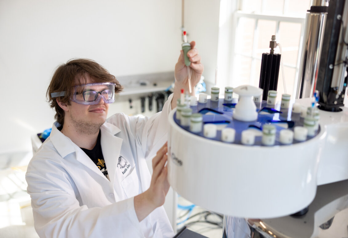 Junior Austin Allen researches during 2026 Summer Science Institute
