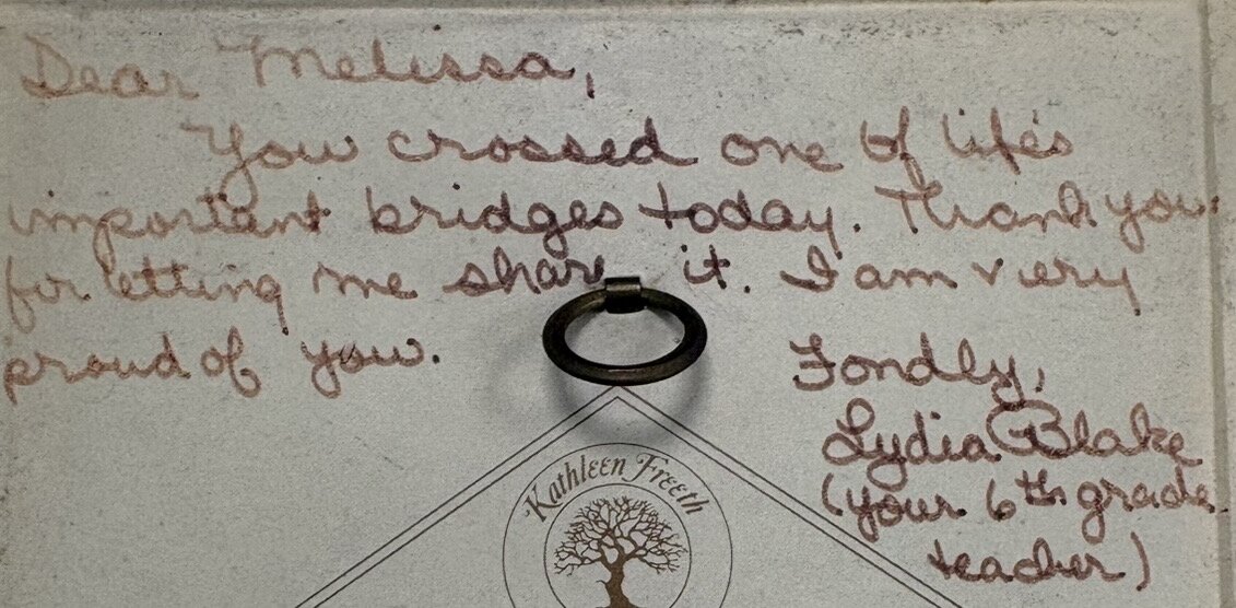 A photo of a handwritten congratulatory note