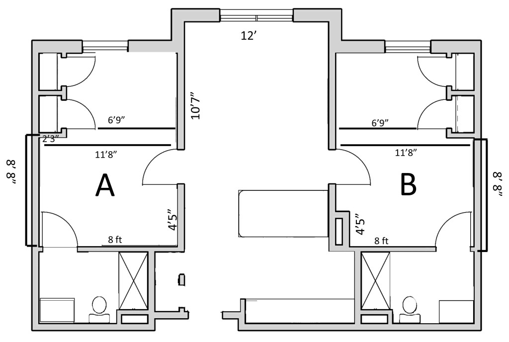 Two bedroom floorplan for Eagle Landing