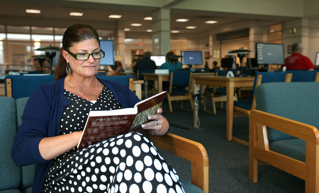 A class working at the Stafford Campus library