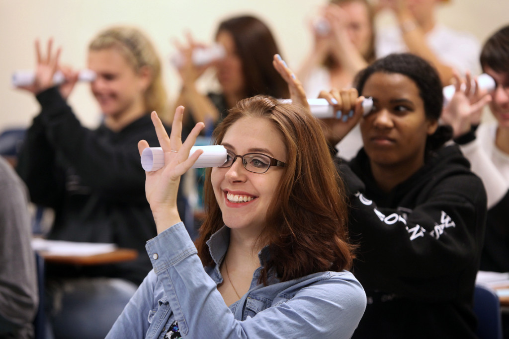 Christopher Kilmartin, Professor of Psychology teaching class, Wednesday Sept. 17, 2014. (Photo by Norm Shafer).