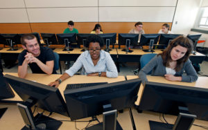 Students in a GIS class working
